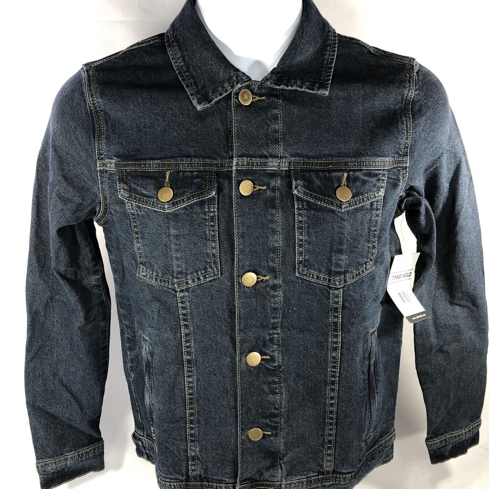 Takehold Midnight Womens XS Jean Jacket Button So Ill Denim Trucker Collard NWT